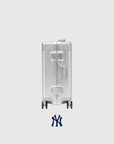 New York Yankees Time Capsule limited edition suitcase featuring a sleek silver design and the iconic Yankees logo.